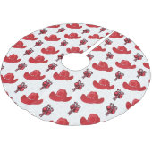 Red Cowboy Hats und Candy Canes Polyester Weihnachtsbaumdecke (Schrägansicht)