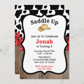 Red Cowboy Rodeo Einladung zum Geburtstag (Vorne/Hinten)