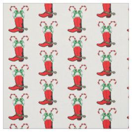 Red Cowboy Stiefel und Candy Canes Holiday Stoff