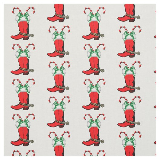 Red Cowboy Stiefel und Candy Canes Holiday Stoff (Muster)