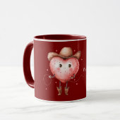 Red Cowgirl Hat Boots Heart Valentine's Day Tasse (Vorderseite Links)