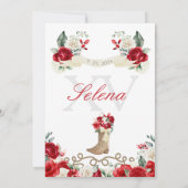 Red Cowgirl Princess Horse Charro Quinceañera Einladung (Rückseite)