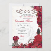 Red Cowgirl Ranchero Western Quinceanera Einladung (Vorderseite)