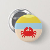 Red Crab am sonnigen Strand Button (Vorne & Hinten)