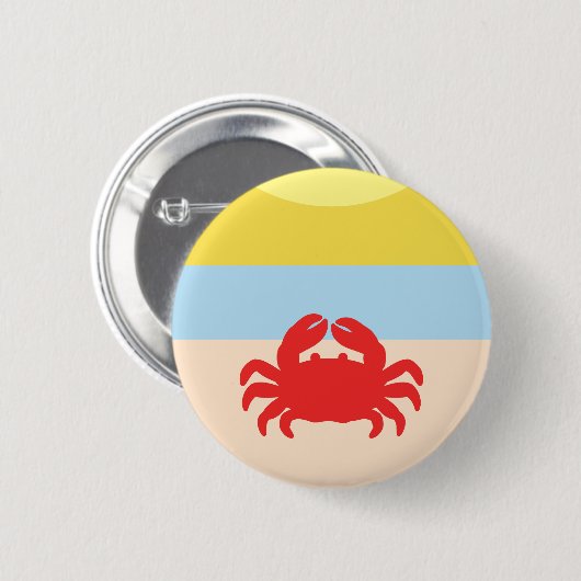 Red Crab am sonnigen Strand Button (Vorne & Hinten)