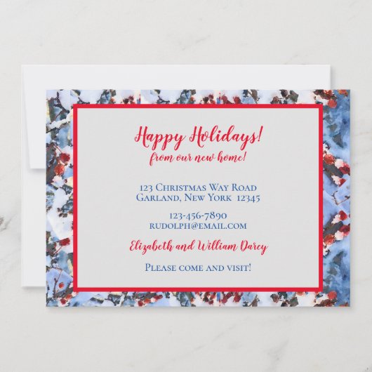 Red Crab Apple Berries in Snow New Zuhause Card Einladung (Vorderseite)