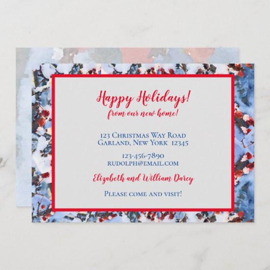 Red Crab Apple Berries in Snow New Zuhause Card Einladung (Vorne/Hinten)