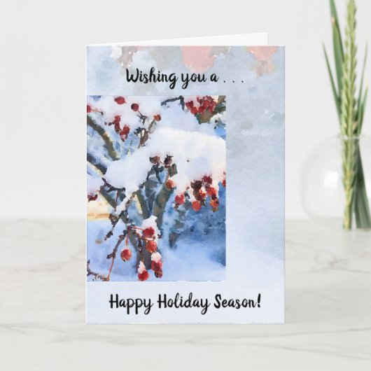 Red Crab Apple Berries - Snow Holiday Card Karte (Vorderseite)