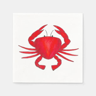 Red Crab Baltimore Maryland Crabs Beach Napkins Serviette