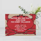 Red Crab Boil GRILLEN Party Abschluss Einladung (Stehend Vorderseite)