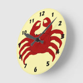 Red Crab Design Runde Wanduhr (Winkel)