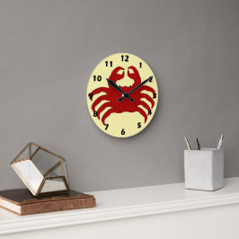 Red Crab Design Runde Wanduhr