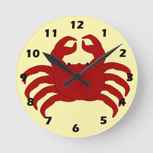 Red Crab Design Runde Wanduhr (Vorderseite)