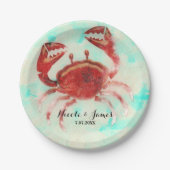 Red Crab Elegant Beach Party Verlobung Custom Pappteller (Vorderseite)