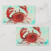 Red Crab Elegant Beach Sea Food Küche Custom Visitenkarte (Vorne/Hinten)