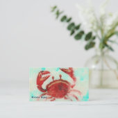 Red Crab Elegant Beach Sea Food Küche Custom Visitenkarte (Stehend Vorderseite)