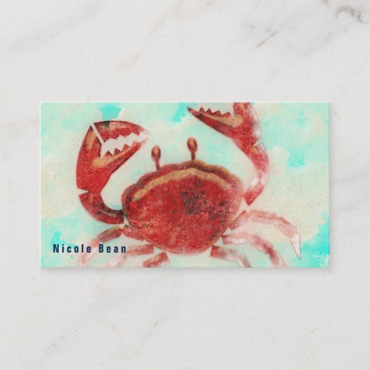 Red Crab Elegant Beach Sea Food Küche Custom Visitenkarte (Vorderseite)