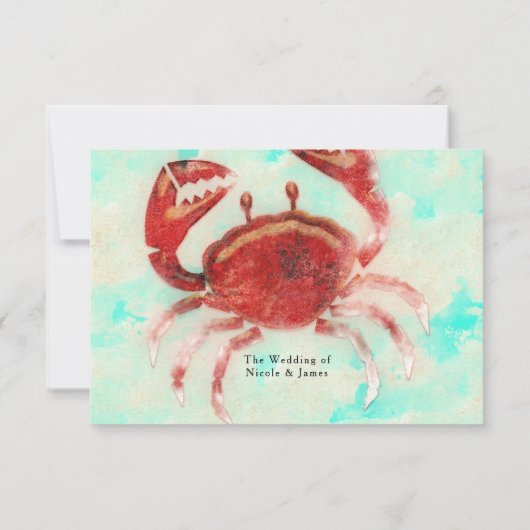 Red Crab Elegant Beach Verlobung Wedding RSVP Einladung (Rückseite)
