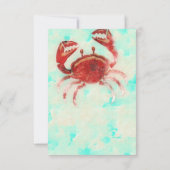 Red Crab Elegante Beach Party Tischnummer Card (Rückseite)