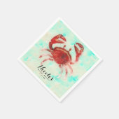 Red Crab Elegante Beach Verlobung Custom Party Serviette (Ecke)