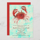 Red Crab Elegantes Beach Party Verlobung Dusche Einladung (Vorne/Hinten)