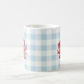 Red Crab Malerei Nautical Coastal Gingham Muster Kaffeetasse (Mittel)
