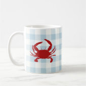 Red Crab Malerei Nautical Coastal Gingham Muster Kaffeetasse (Links)