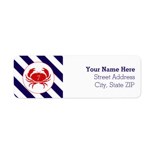 Red Crab Nautic Birthday Address Label (Vorne)