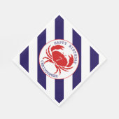 Red Crab Nautical Birthday Party Serviette (Ecke)