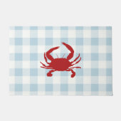 Red Crab Nautical Gingham Pattern Door Mat Fußmatte (Vorderseite)