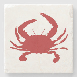 Red Crab Nautical Sailboat Marble Stone Untersetze Steinuntersetzer