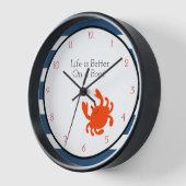 Red Crab Navy Nautical Personalized Wall Clock Uhr (Winkel)