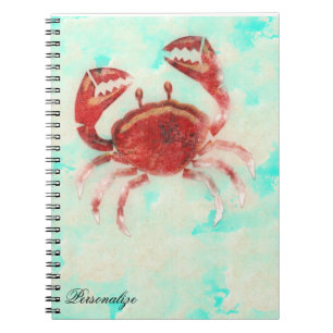 Red Crab Ocean Sea Elegantes Beach Custom Journal Notizblock