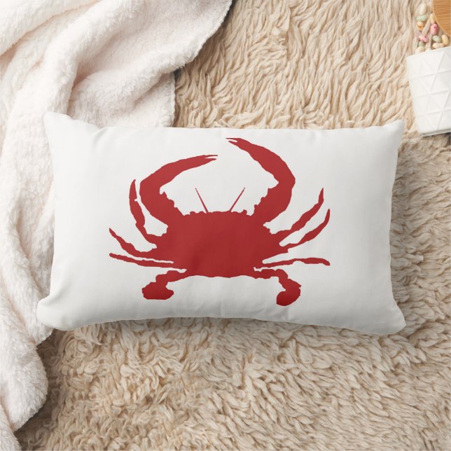 Red Crab Painting Silhouette Beach Pillow Lendenkissen (Decke)