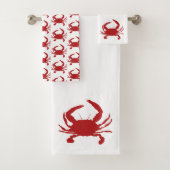 Red Crab Pattern Beach Badetuch Set (Insitu)