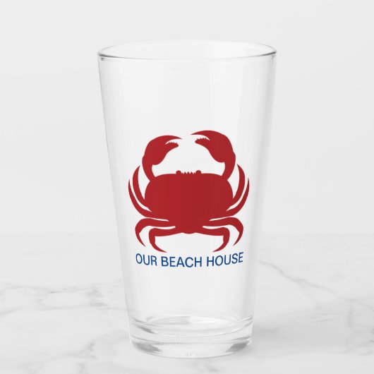 Red Crab Personalize Name Modern Beach Party Glas (Vorderseite)