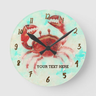 Red Crab Personalized Wall Clock Runde Wanduhr