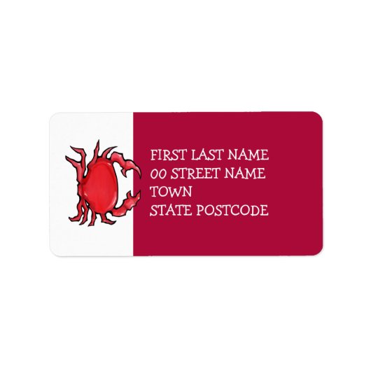 Red Crab Red Address Label Adressaufkleber (Vorne)