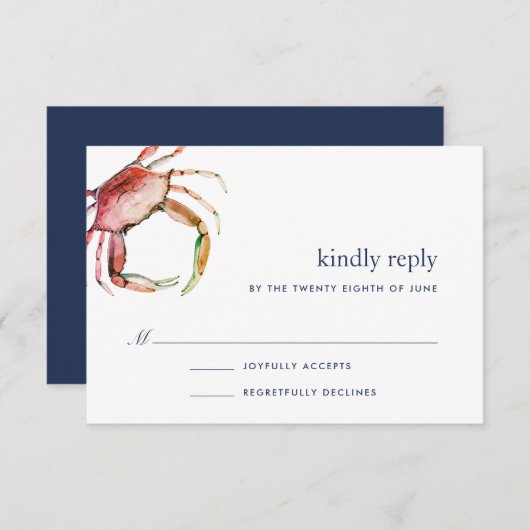Red Crab RSVP Card (Vorne/Hinten)