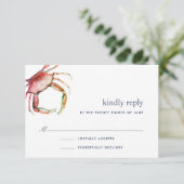 Red Crab RSVP Card Karte (Stehend Vorderseite)