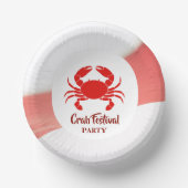 Red Crab Seafood Nautic Stripes Party Pappteller (Vorderseite)