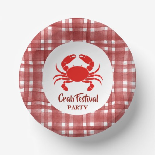 Red Crab Seafood Nautical Scott Muster Party Pappteller (Vorderseite)