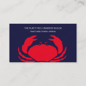 Red Crab Seafood Navy Blue White Simple Nautic B Visitenkarte (Rückseite)