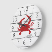 Red Crab Ship Beach Rustikales Gemälde Große Wanduhr (Winkel)