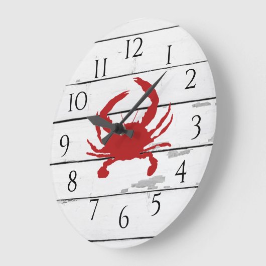 Red Crab Ship Beach Rustikales Gemälde Große Wanduhr (Winkel)