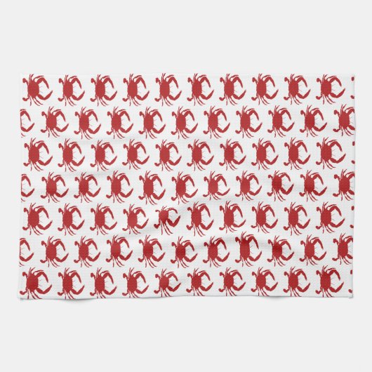 Red Crab Silhouette Pattern Beach Geschirrtuch (Horizontal)