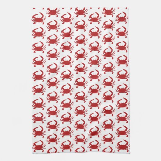 Red Crab Silhouette Pattern Beach Geschirrtuch (Vertikal)