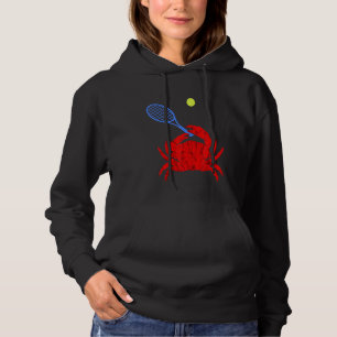 Red Crab Tennis Player Racquet Shellfish Cr Hoodie