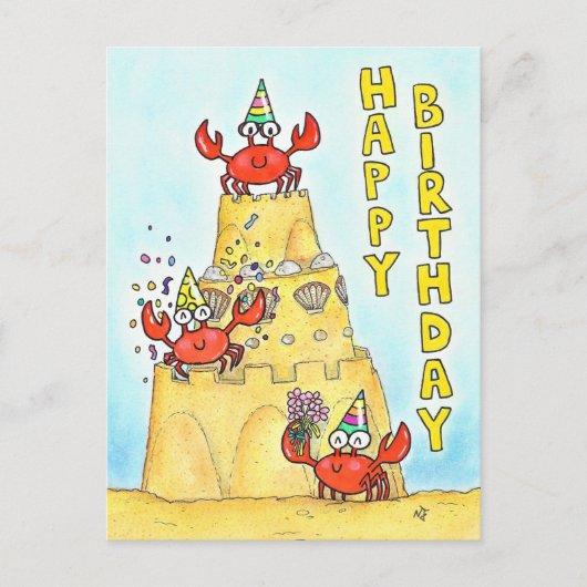 Red Crabs Birthday Postkarte (Vorderseite)