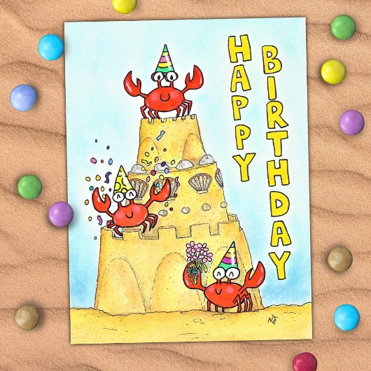 Red Crabs Birthday Postkarte